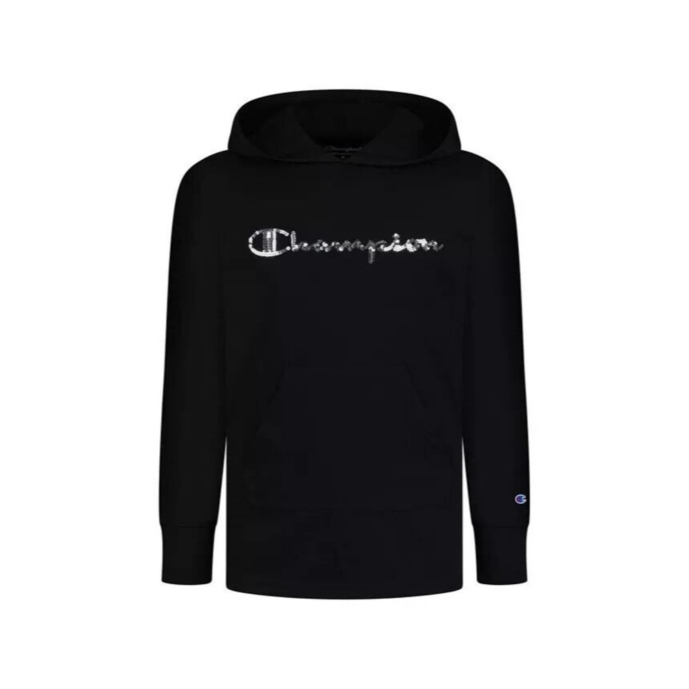 NWT CHAMPION Big Girls Sequin Graphic Logo Signature Jersey Hoodie, Size: L